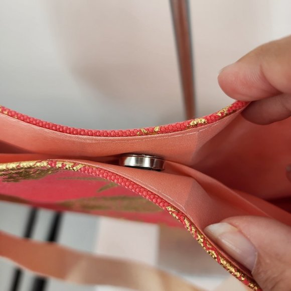 Pink Canvas Sea Life Nautical Print Tote Bag Purse Satchel NWT - Picture 3 of 4